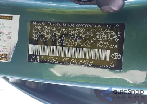 2010 Toyota Corolla Le z USA, uszkodzony, nr VIN JTDBU4EE3A9104326